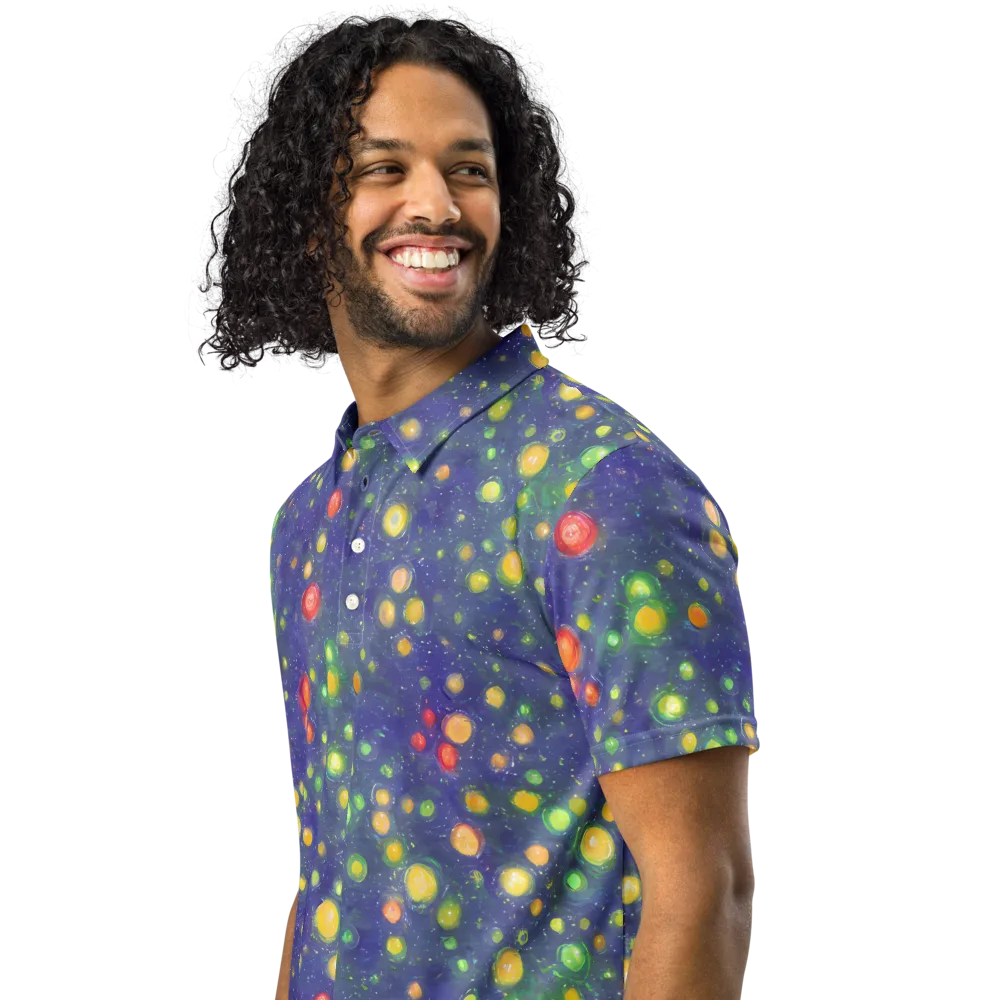 Luminous Nebula on Men's Slim Fit Polo Shirt — Left Front