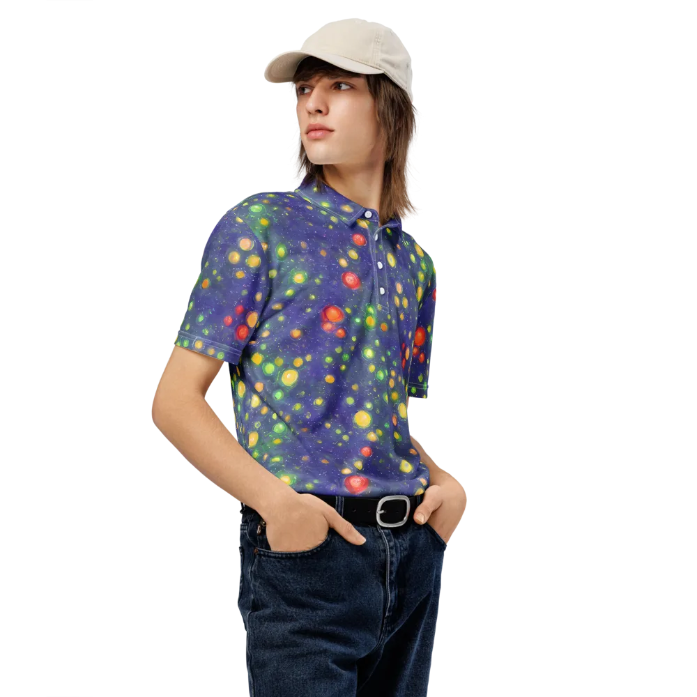 Luminous Nebula on Men's Slim Fit Polo Shirt — Right Front
