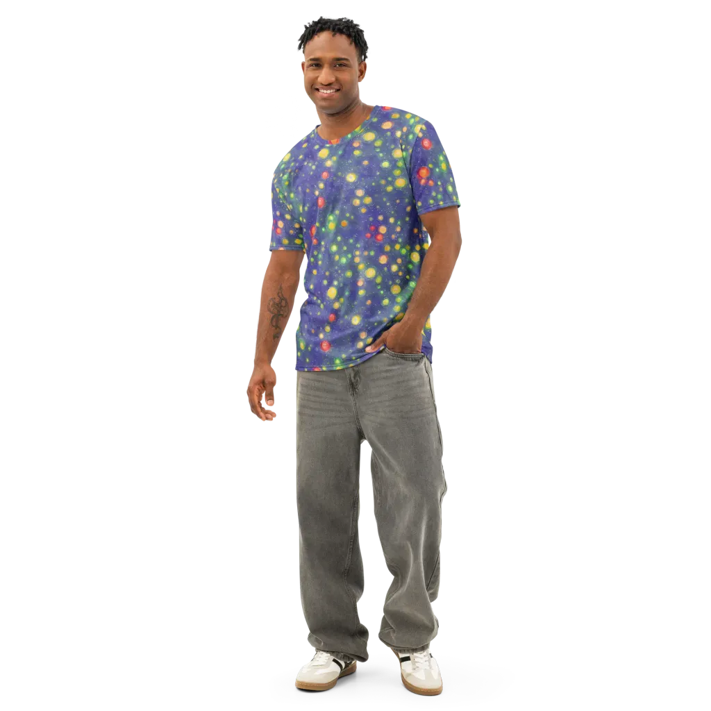 Luminous Nebula on Men's Cotton Crew Neck T-Shirt — Front