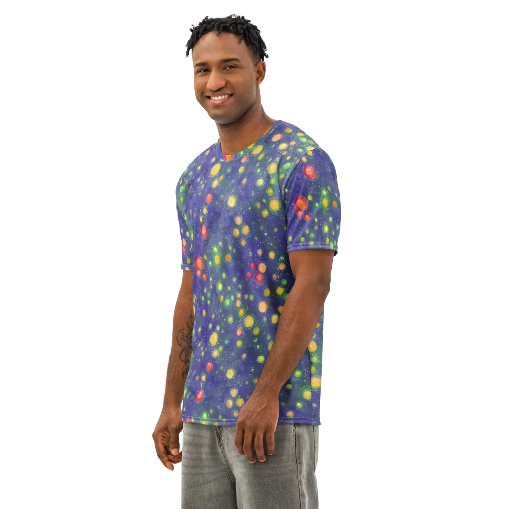 Luminous Nebula on Men's Cotton Crew Neck T-Shirt — Left Front