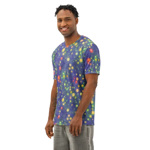 Luminous Nebula on a Men's Cotton Crew Neck T-Shirt