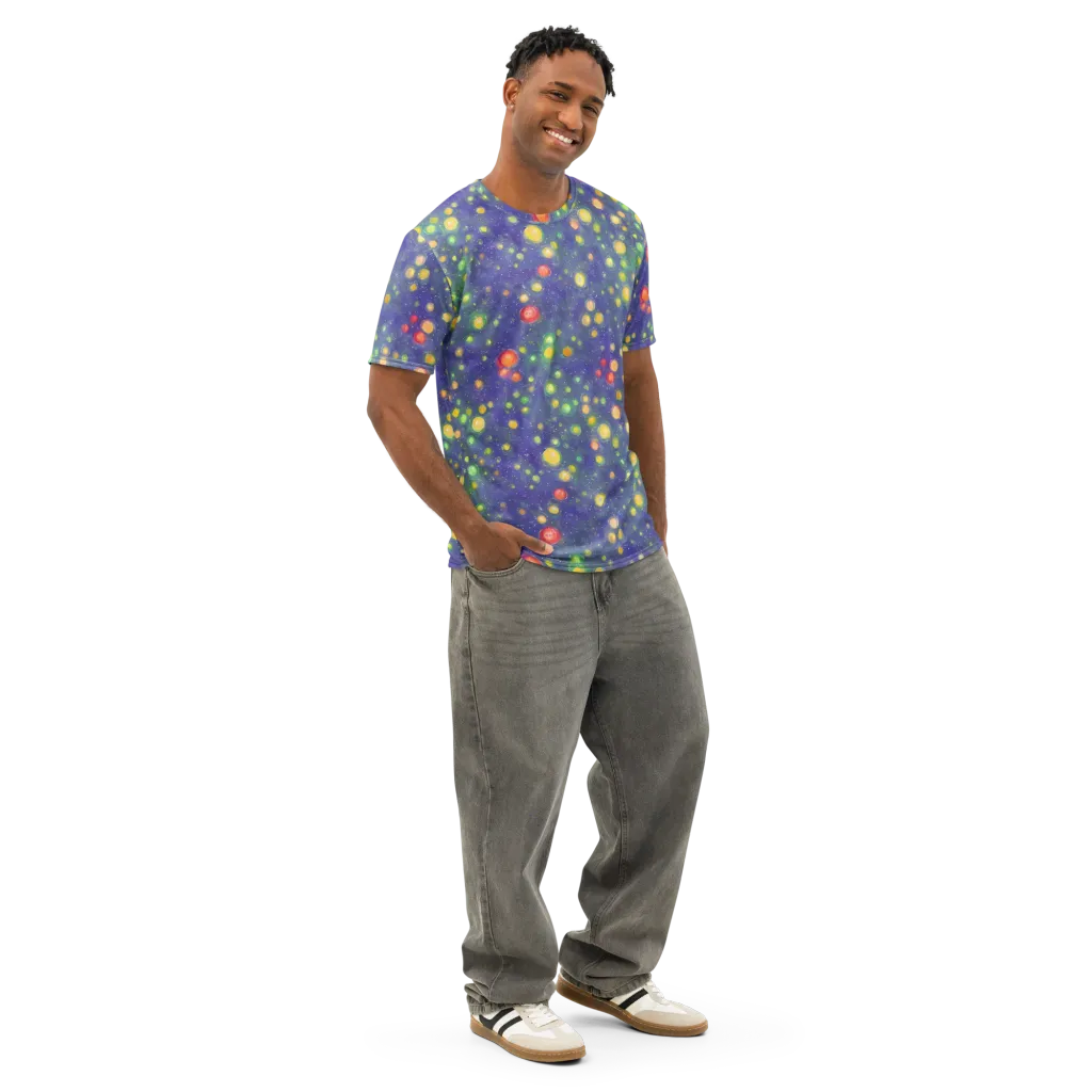 Luminous Nebula on Men's Cotton Crew Neck T-Shirt — Right Front