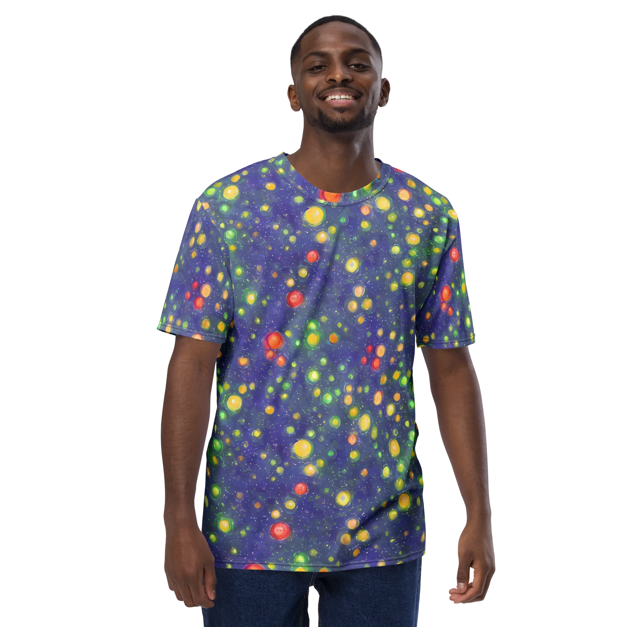 Luminous Nebula on Men's Crew Neck T-Shirt — Front