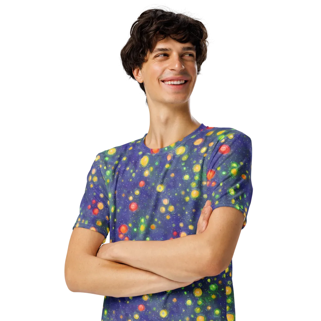 Luminous Nebula on Men's Crew Neck T-Shirt — Left Front