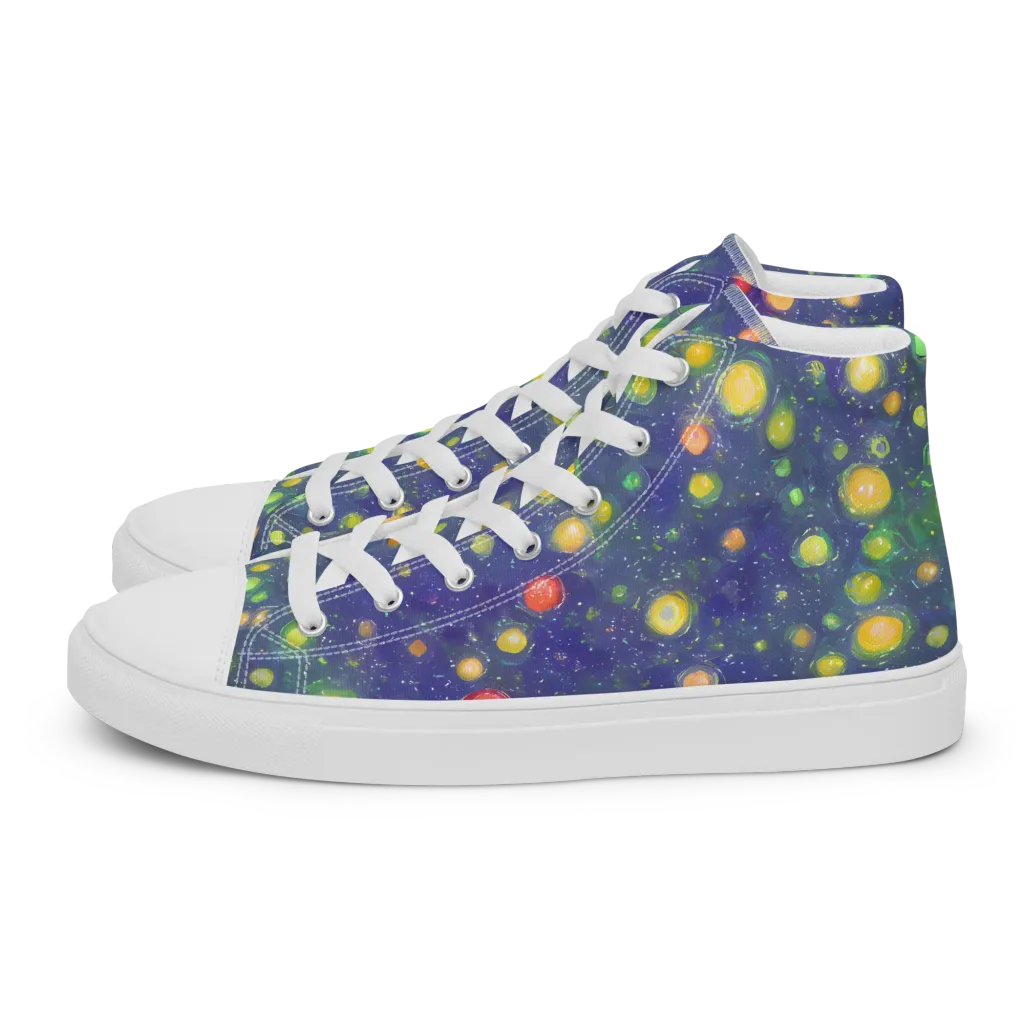 Luminous Nebula on Men's High Top Canvas Shoes — Left