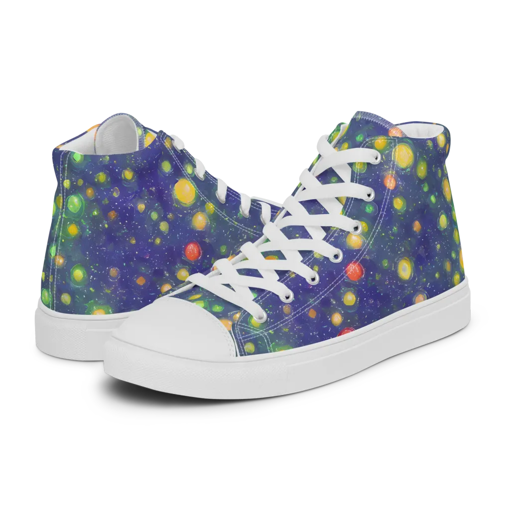 Luminous Nebula on Men's High Top Canvas Shoes — Left