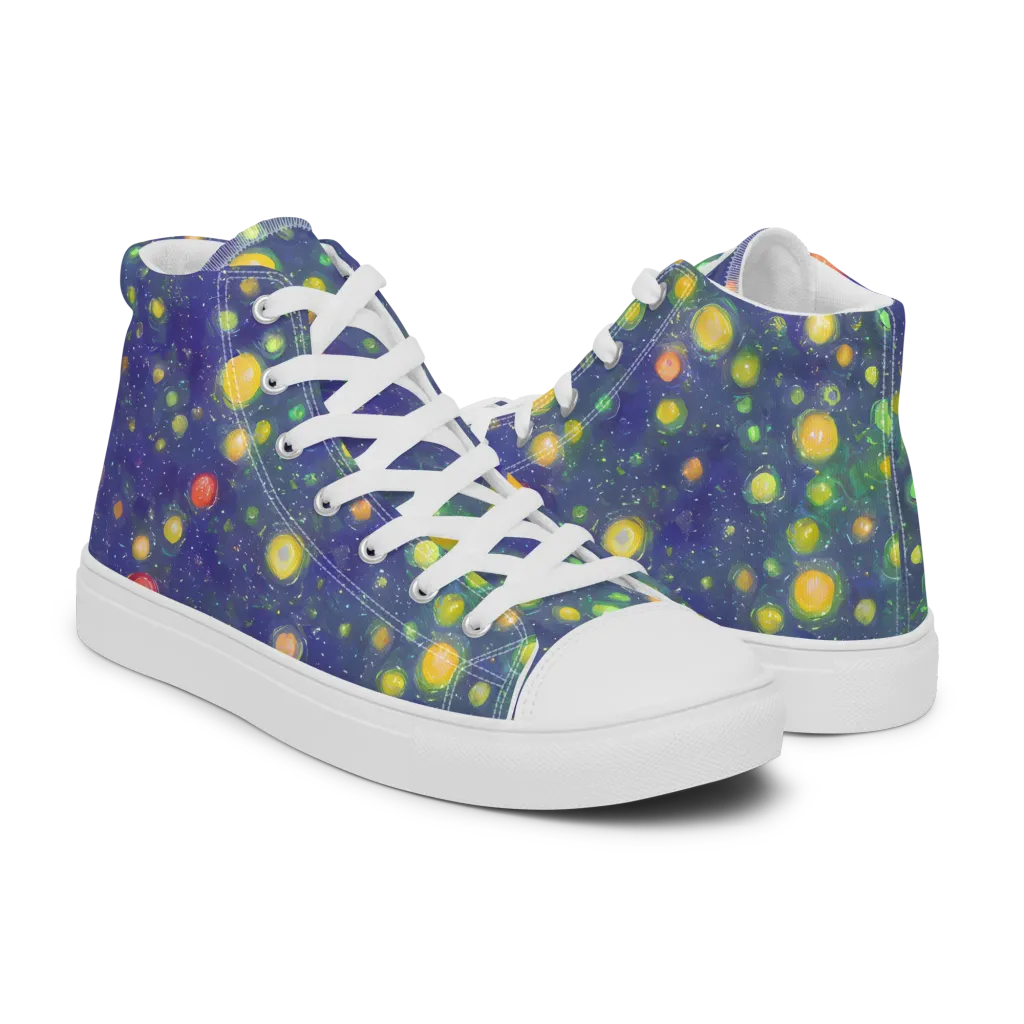Luminous Nebula on Men's High Top Canvas Shoes — Right