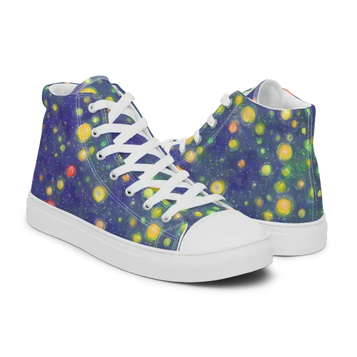 Luminous Nebula on a Men's High Top Canvas Shoes
