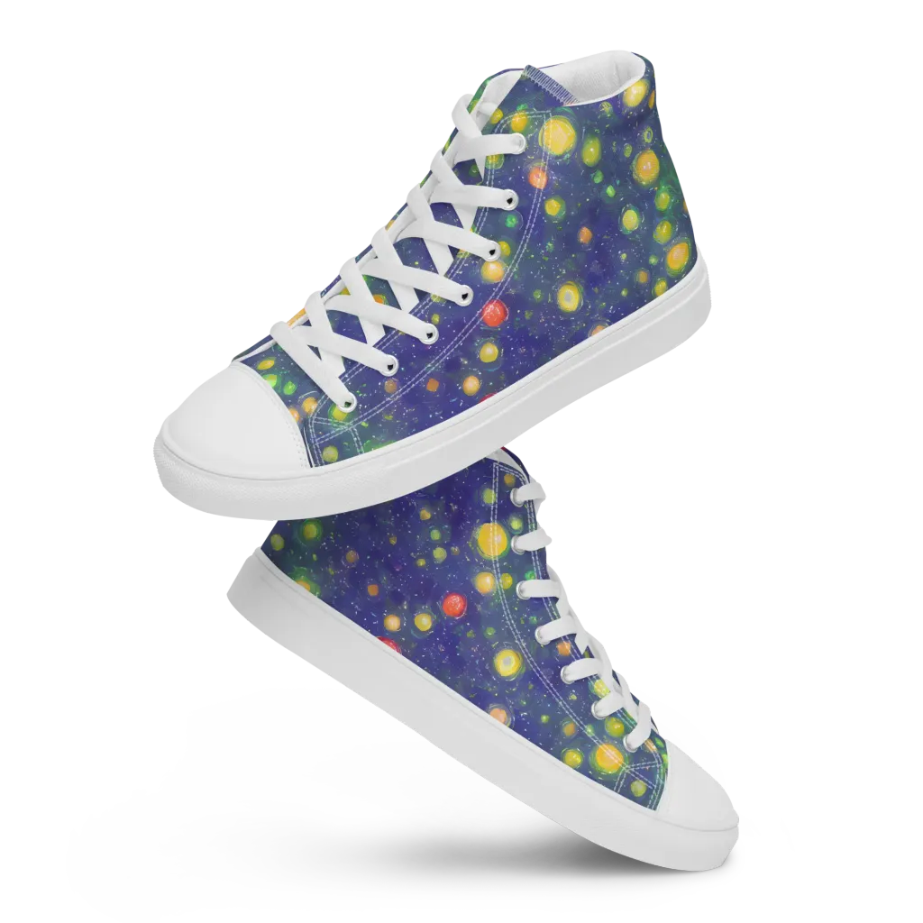 Luminous Nebula on Men's High Top Canvas Shoes — Front