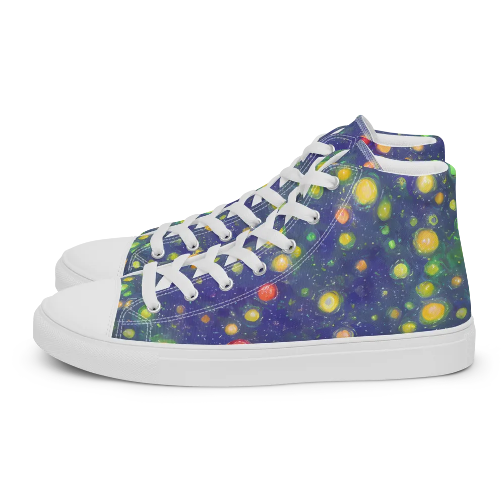 Luminous Nebula on Women's High Top Canvas Shoes — Left