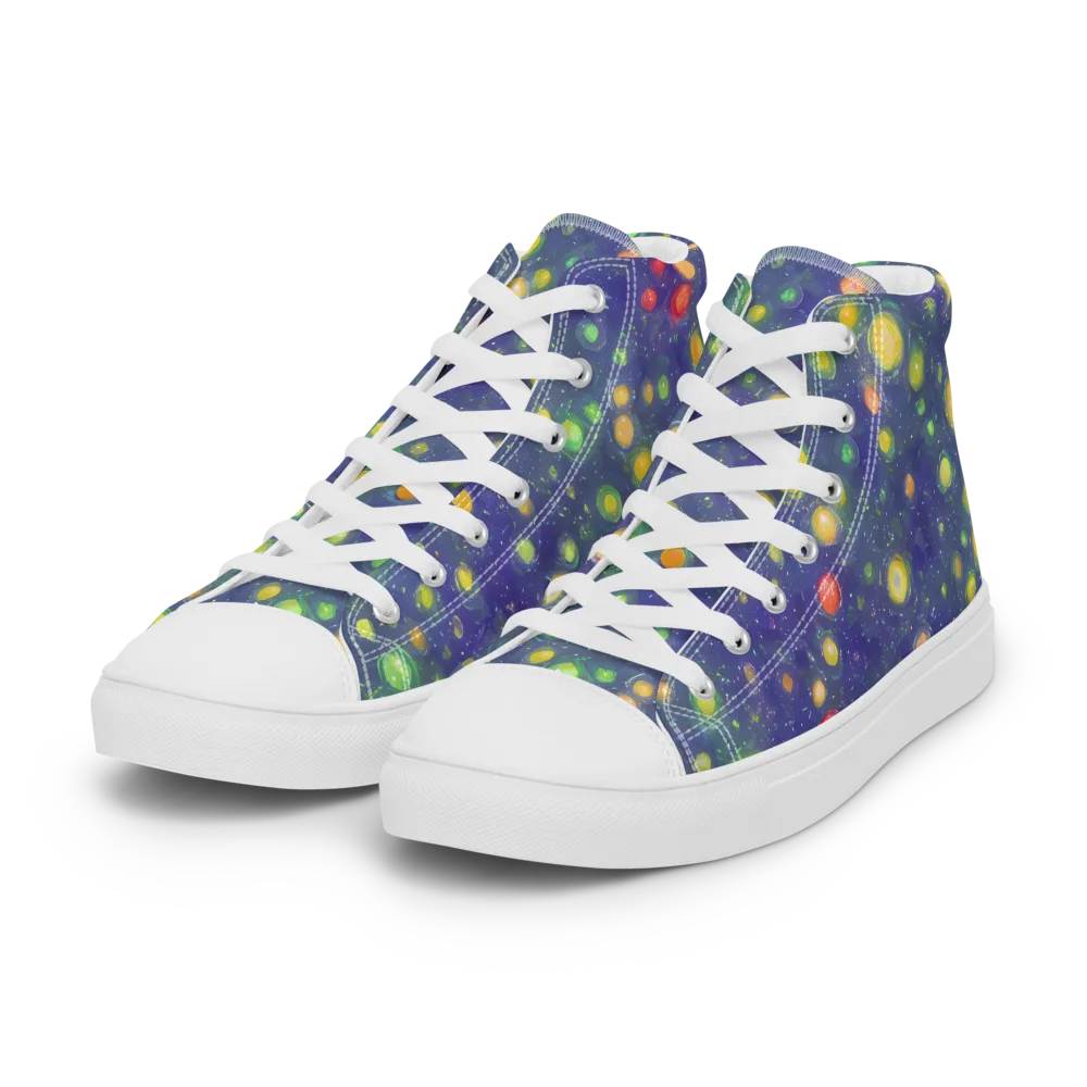 Luminous Nebula on Women's High Top Canvas Shoes — Left Front