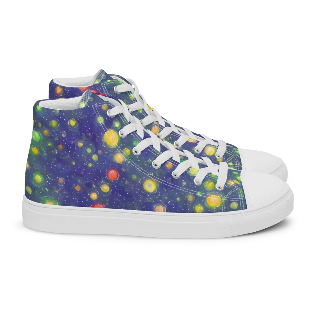 Luminous Nebula on Women's High Top Canvas Shoes — Right