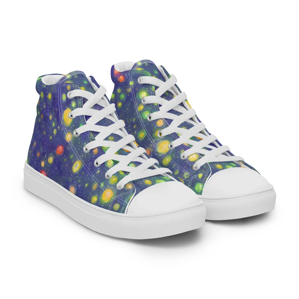 Luminous Nebula on Women's High Top Canvas Shoes — Right Front