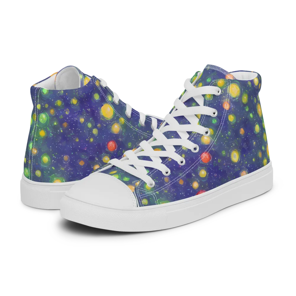 Luminous Nebula on Women's High Top Canvas Shoes — Left