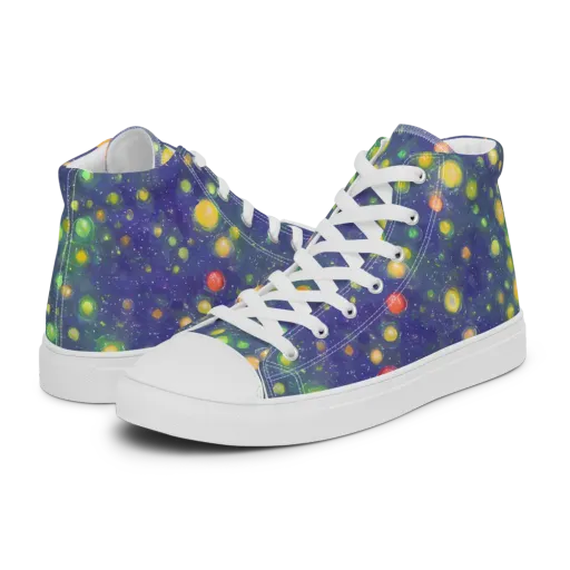 Luminous Nebula on a Women's High Top Canvas Shoes