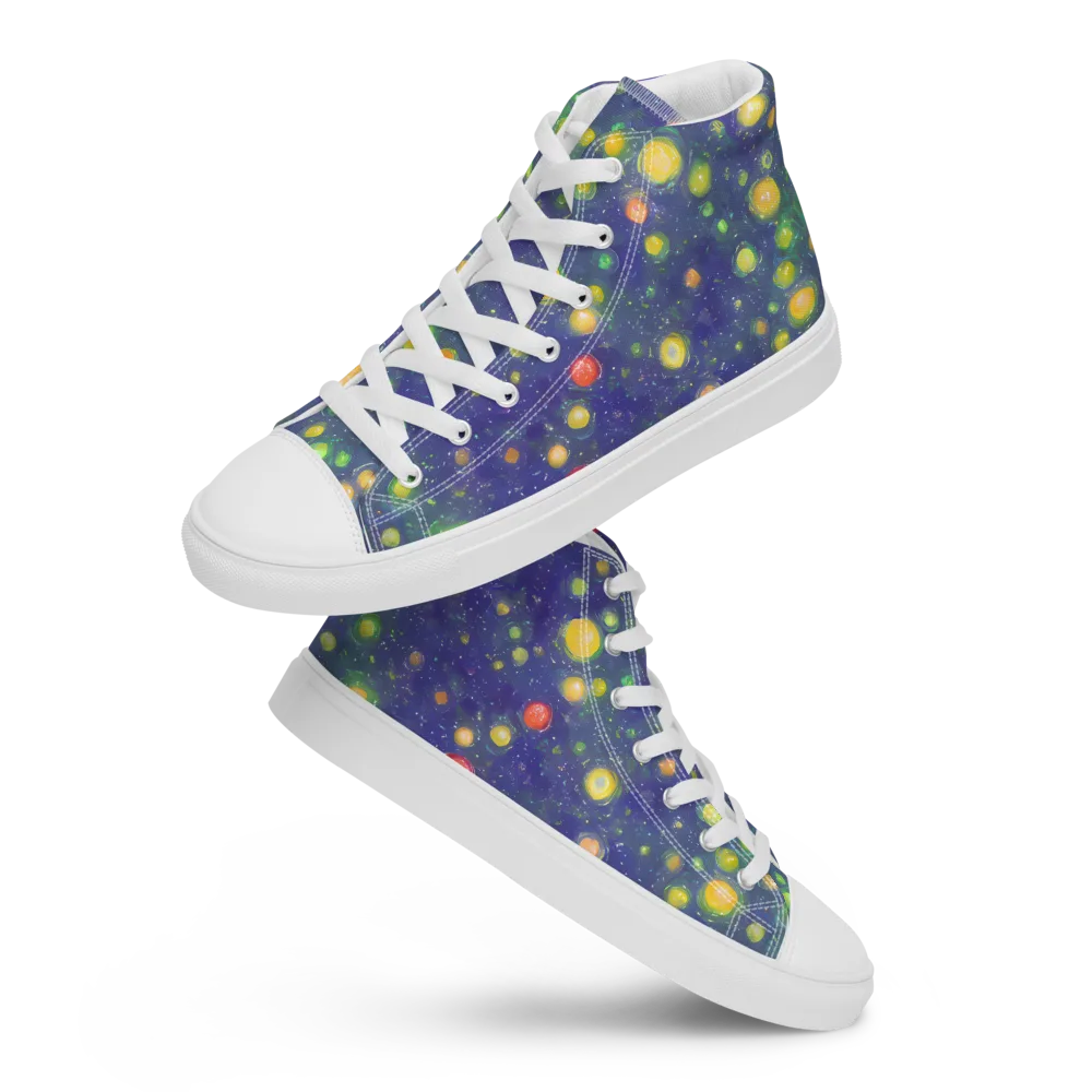 Luminous Nebula on Women's High Top Canvas Shoes — Front