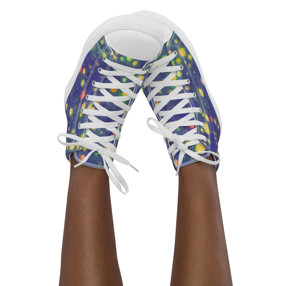 Luminous Nebula on Women's High Top Canvas Shoes — Front