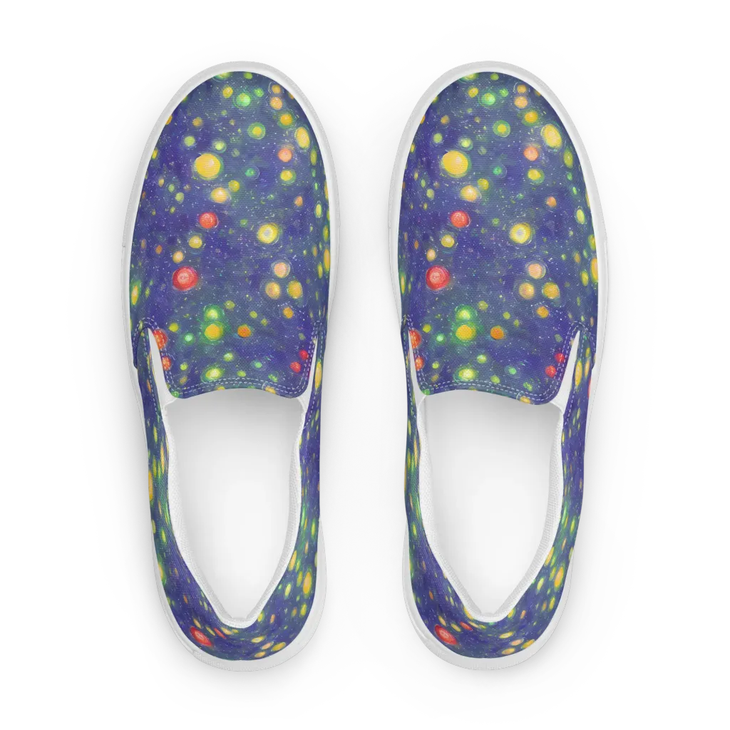 Luminous Nebula on Men's Slip-On Canvas Shoes — Front