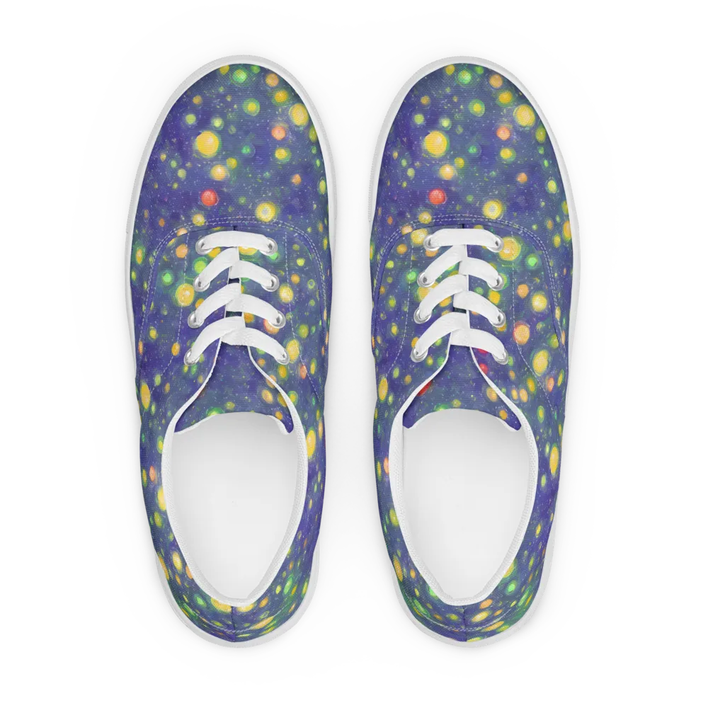 Luminous Nebula on Men's Lace-Up Canvas Shoes — Front