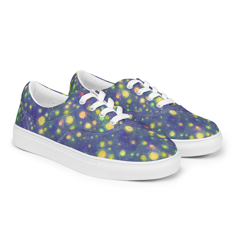 Luminous Nebula on Men's Lace-Up Canvas Shoes — Right Front