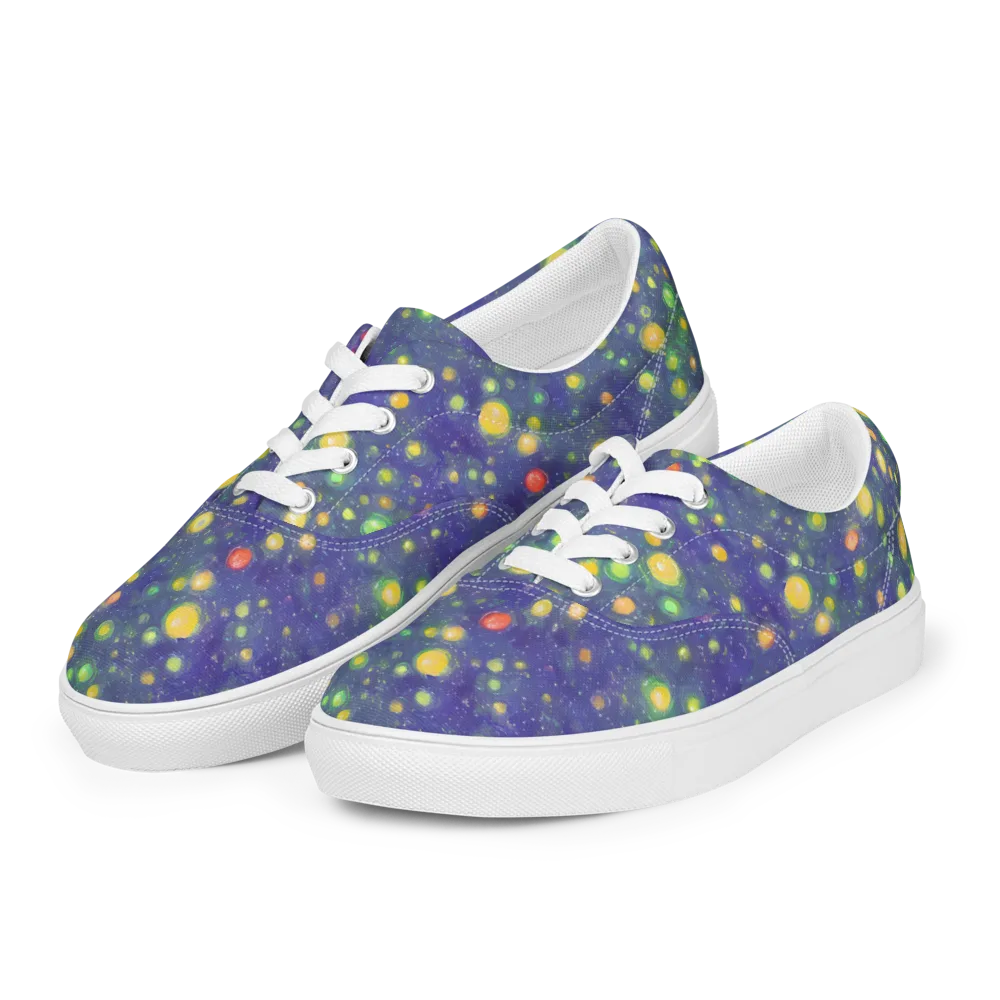 Luminous Nebula on Men's Lace-Up Canvas Shoes — Left Front