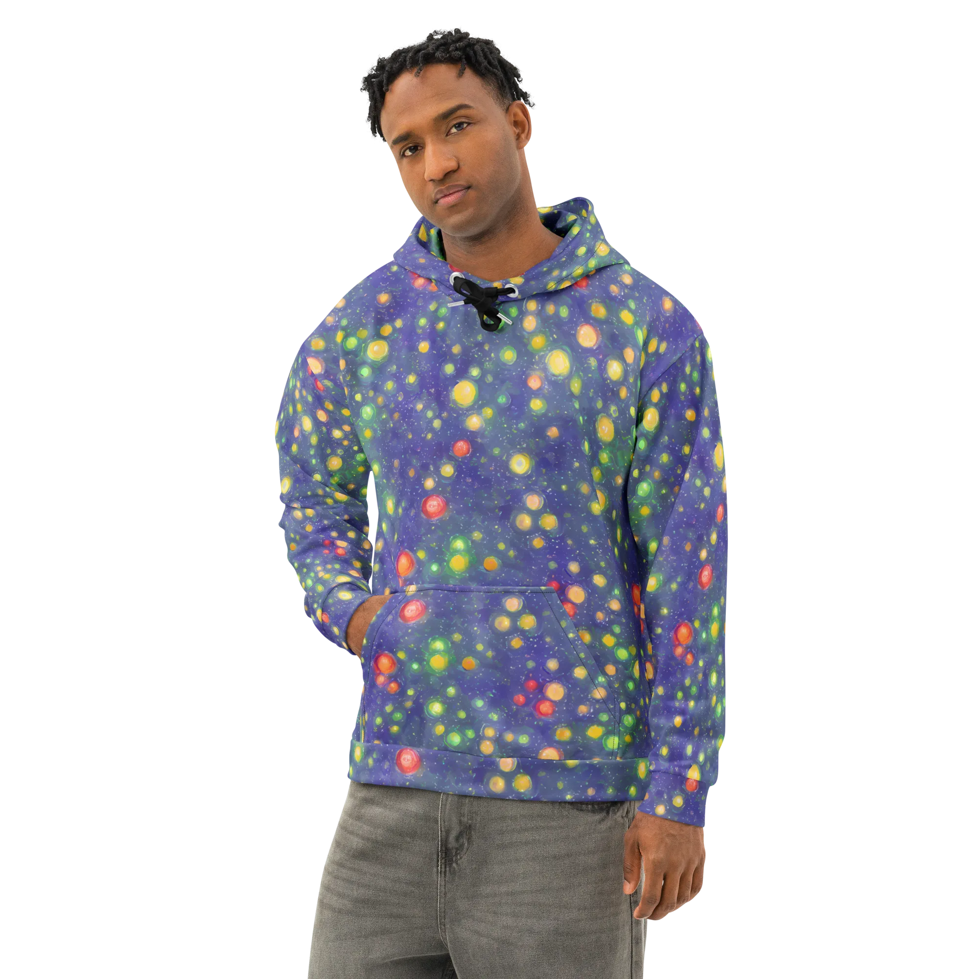 Luminous Nebula on Cotton Hoodie — Left Front