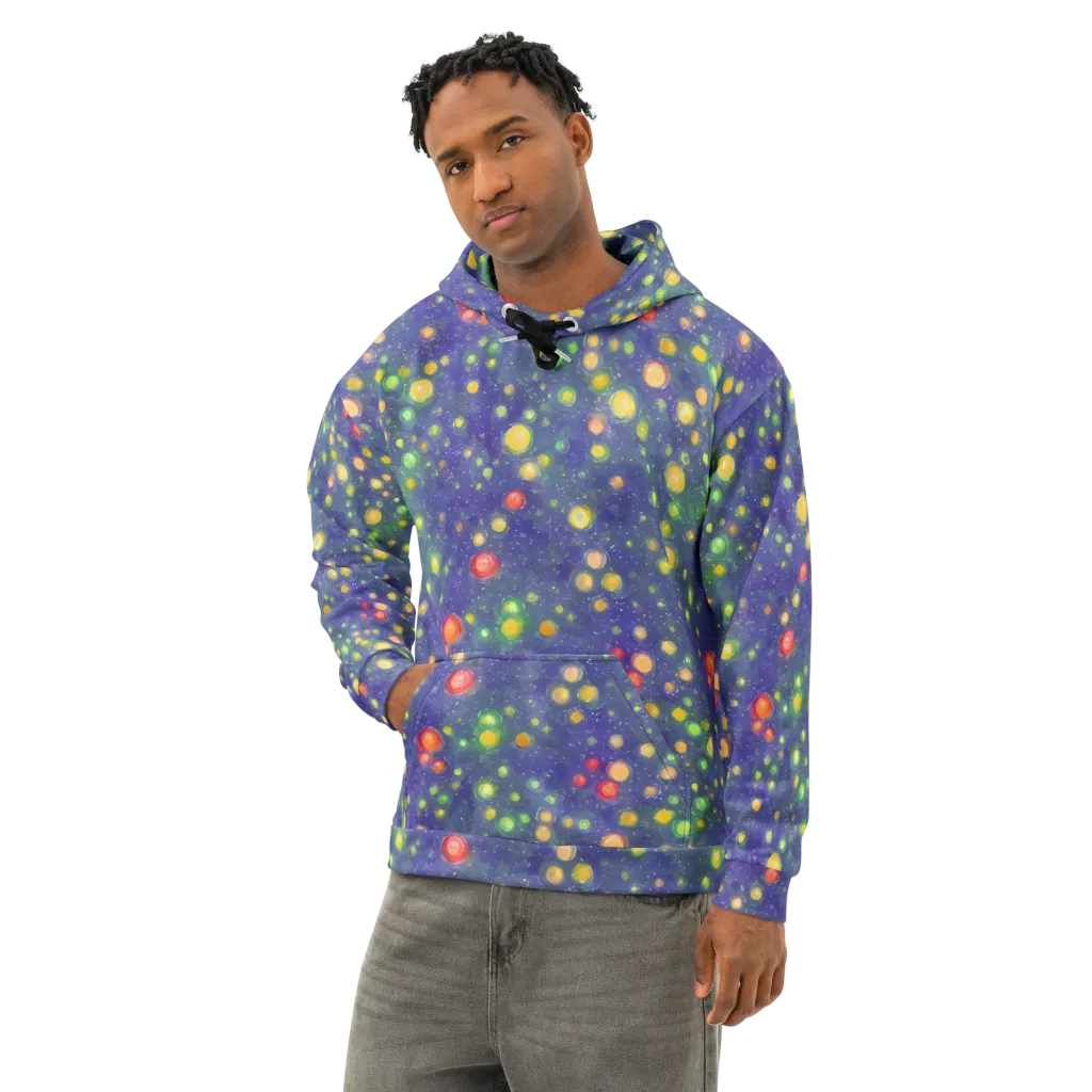Luminous Nebula on Cotton Hoodie — Left Front