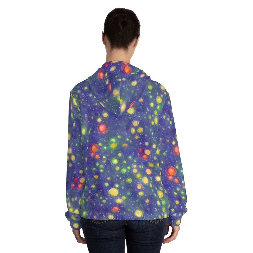 Luminous Nebula on Women's Full-Zip Hoodie — Back On Person