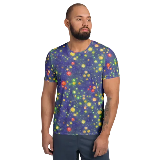 Luminous Nebula on a Men's Athletic T-Shirt