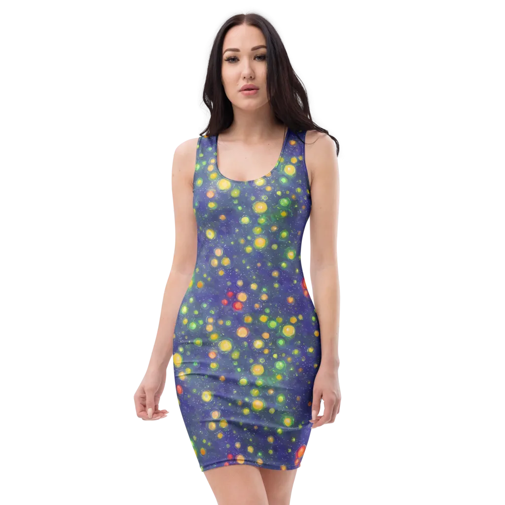 Luminous Nebula on Bodycon Dress — Front