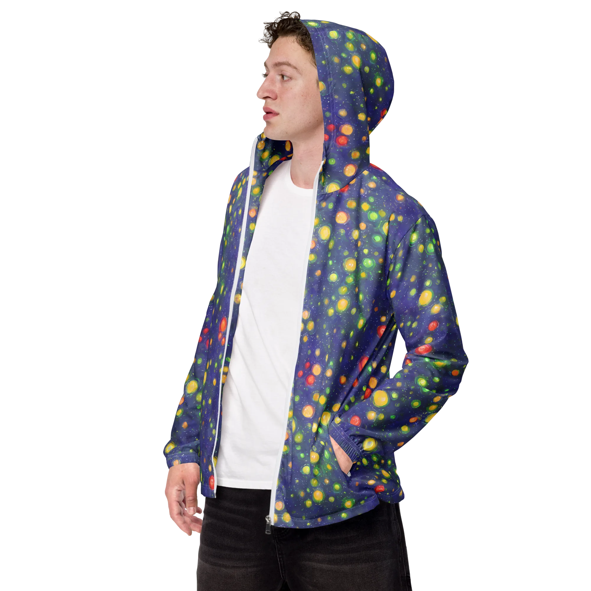 Luminous Nebula on Men's Windbreaker — Left Front