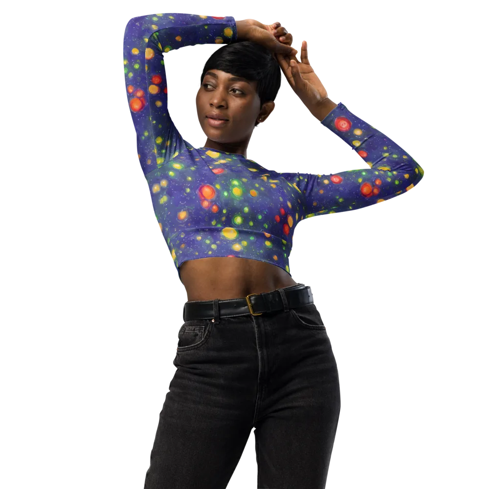 Luminous Nebula on Long Sleeve Crop Top — Front