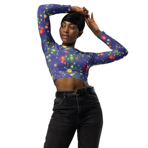Luminous Nebula on a Long Sleeve Crop Top