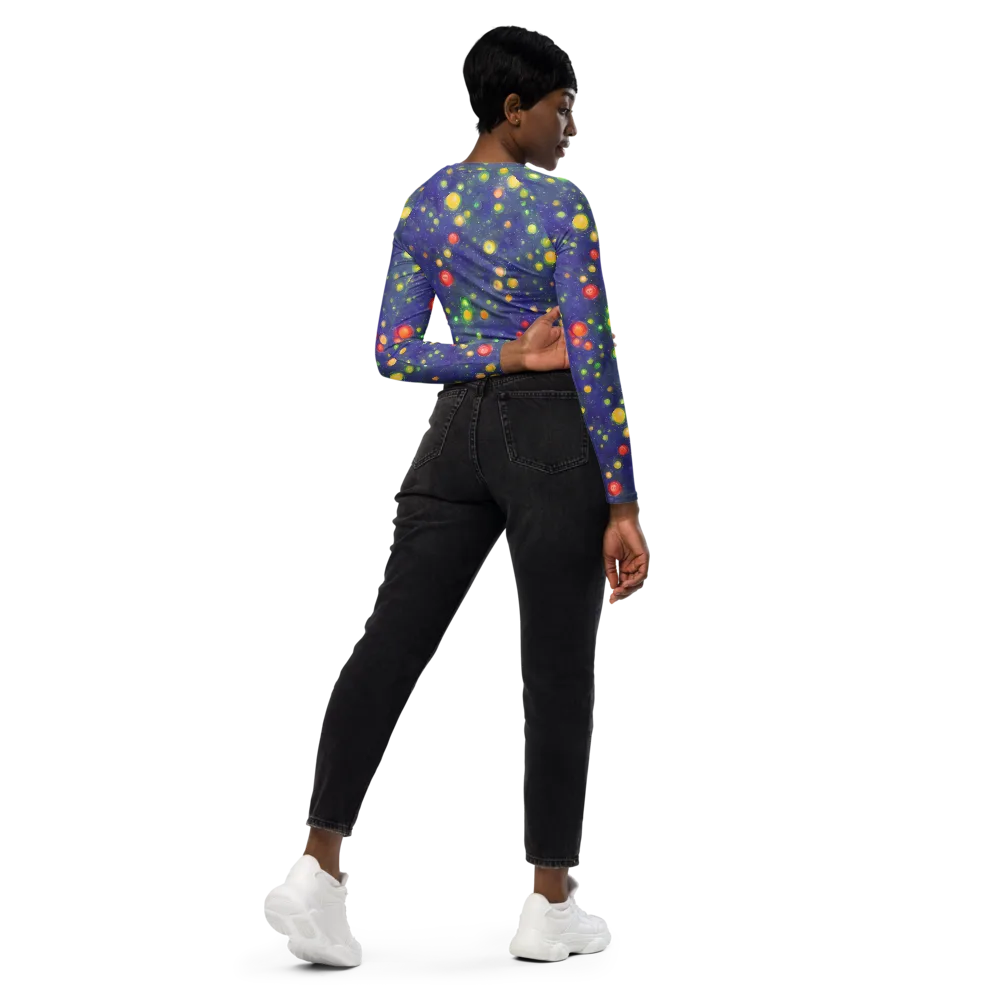 Luminous Nebula on Long Sleeve Crop Top — Right Back