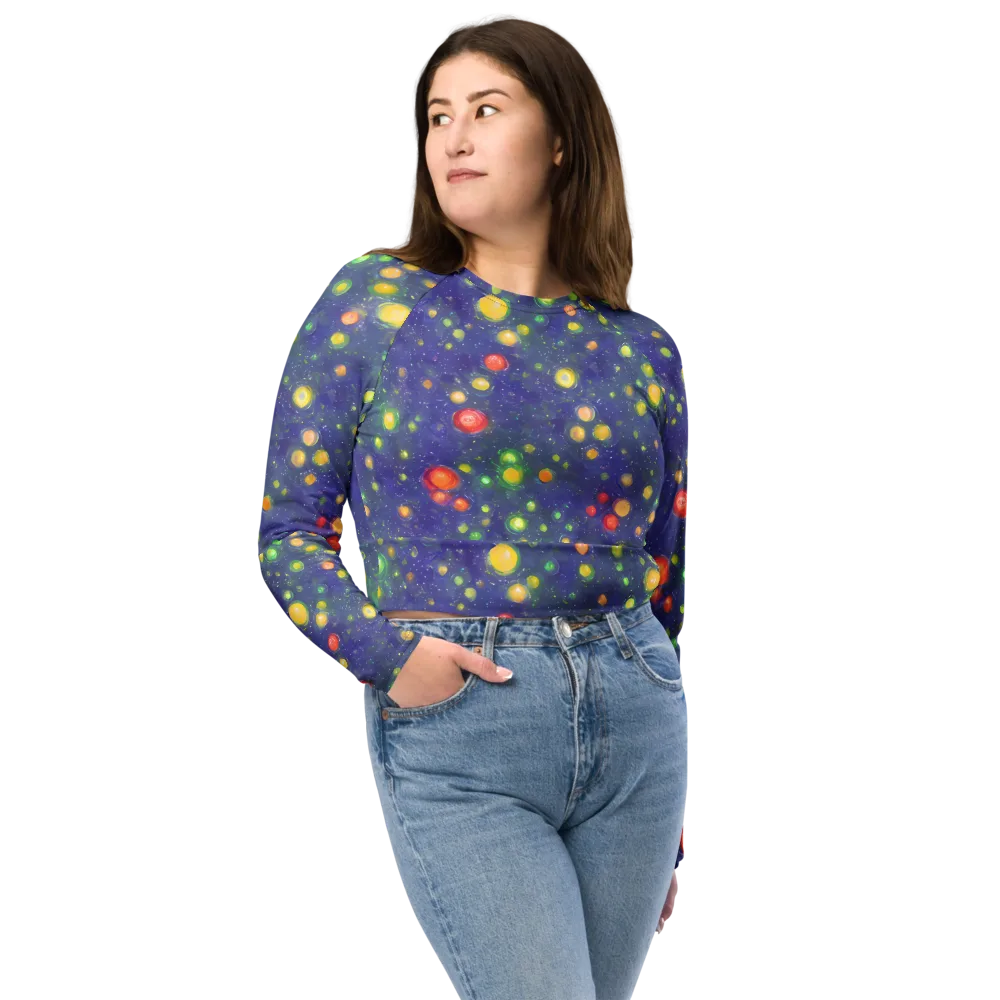 Luminous Nebula on Long Sleeve Crop Top — Front
