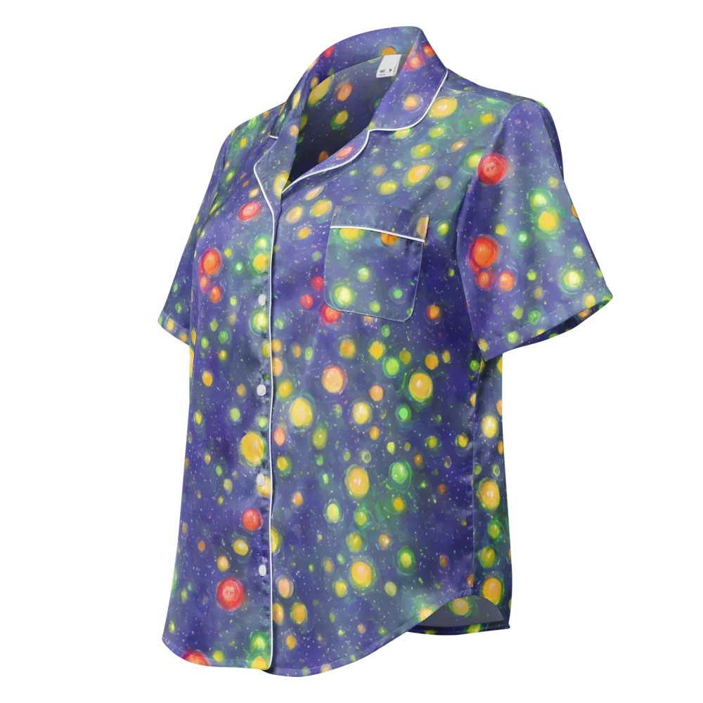 Luminous Nebula on Women's Short Sleeve Pajama Top — Left Front