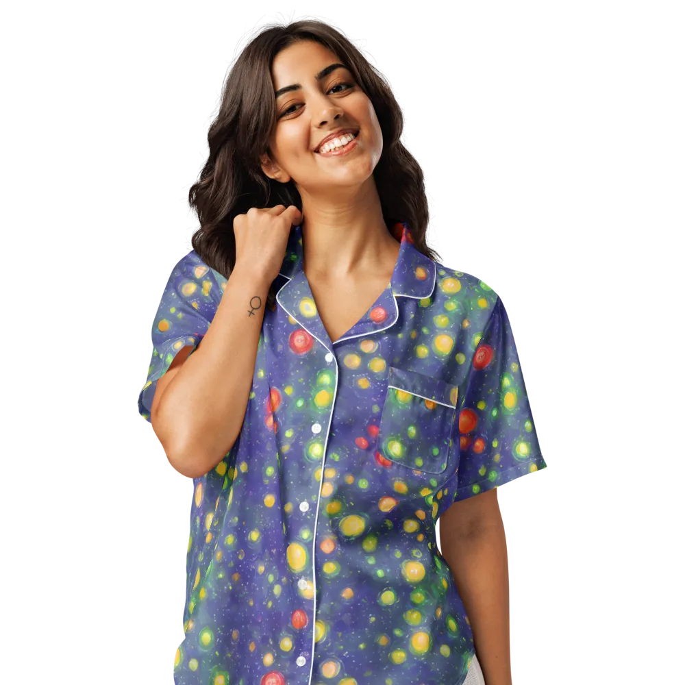Luminous Nebula on Women's Short Sleeve Pajama Top — Front