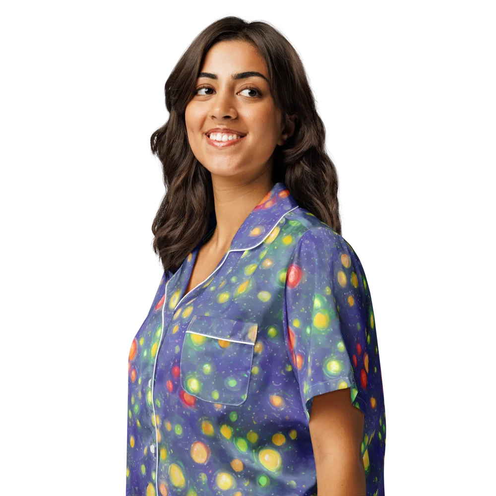 Luminous Nebula on Women's Short Sleeve Pajama Top — Left Front