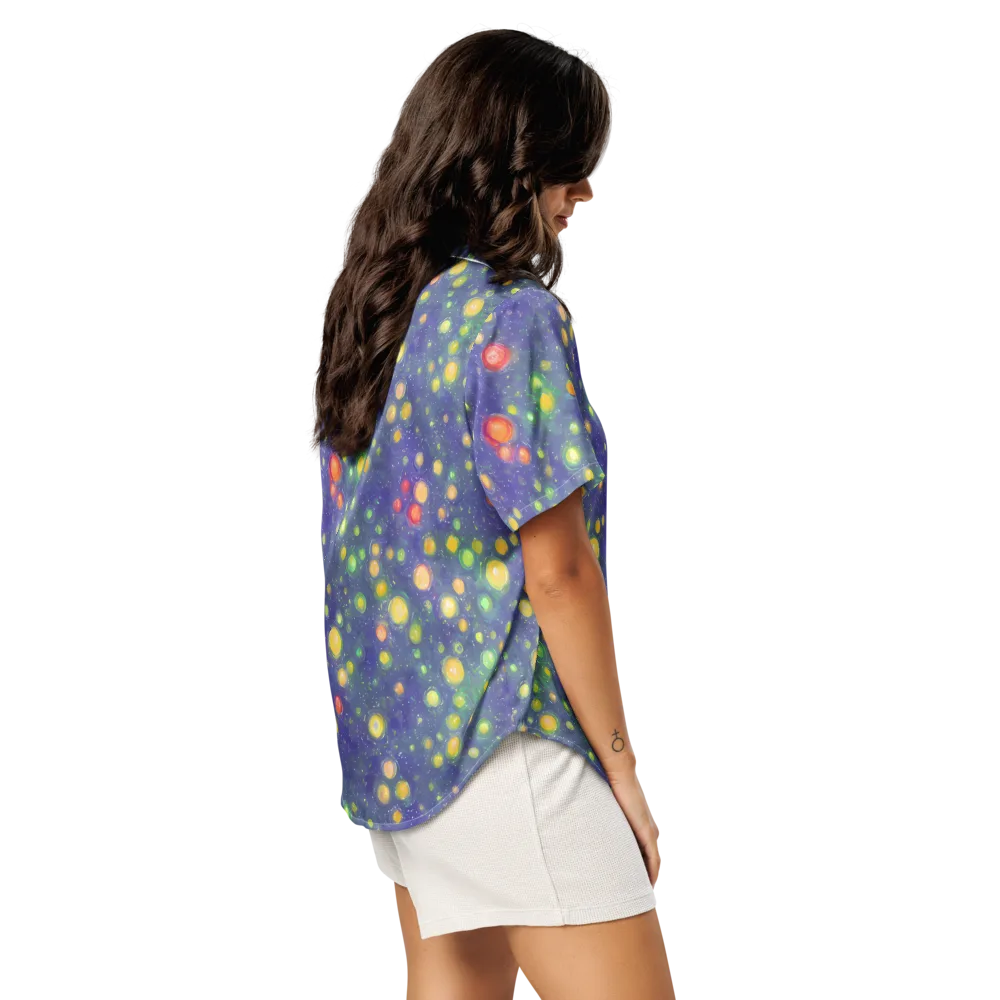 Luminous Nebula on Women's Short Sleeve Pajama Top — Right Back