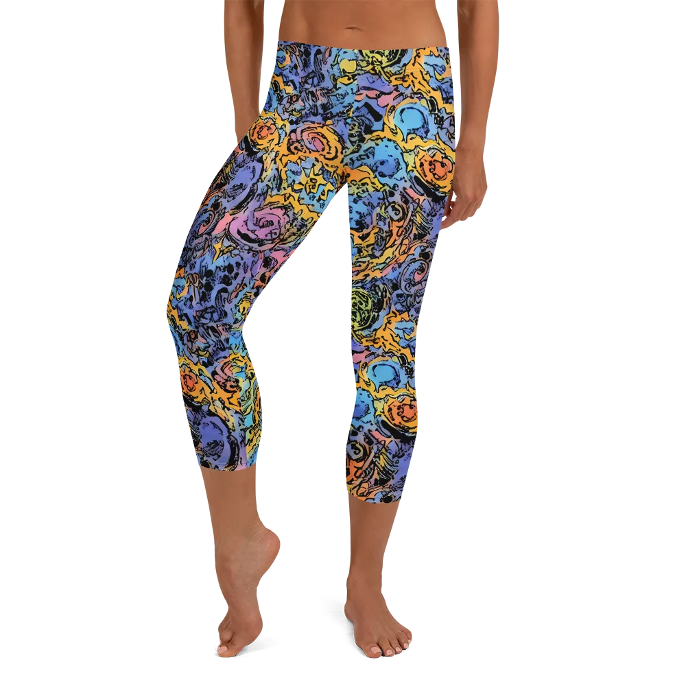 Pop Flora on Capri Leggings — Front