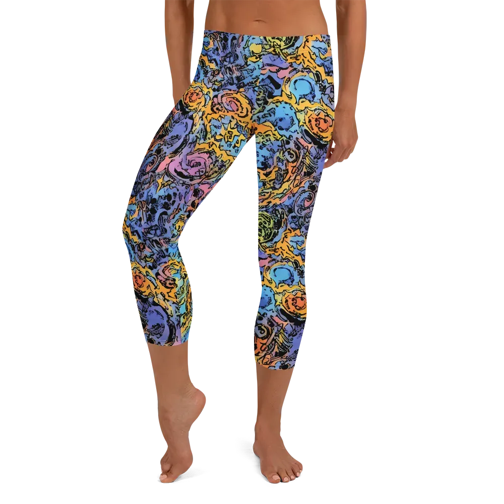 Pop Flora on Capri Leggings — Front