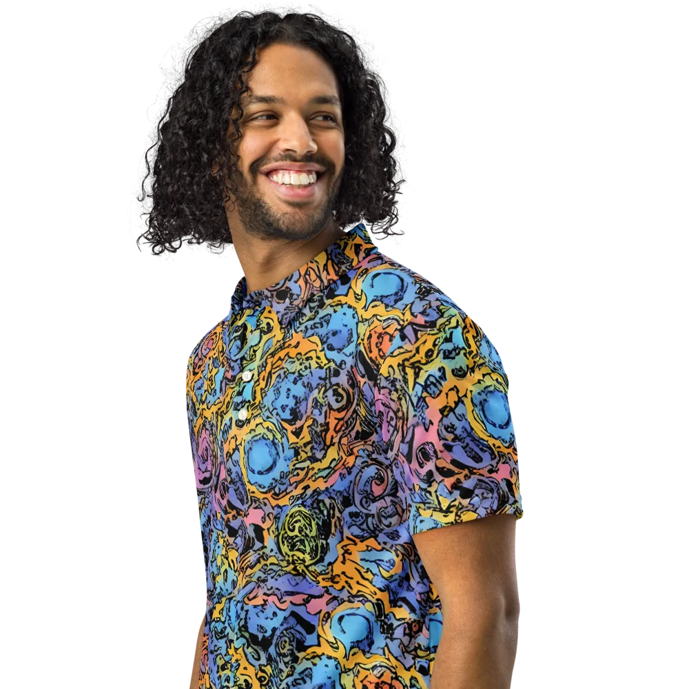 Pop Flora on Men's Slim Fit Polo Shirt — Left Front