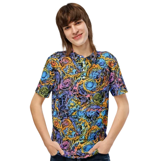 Pop Flora on a Men's Slim Fit Polo Shirt
