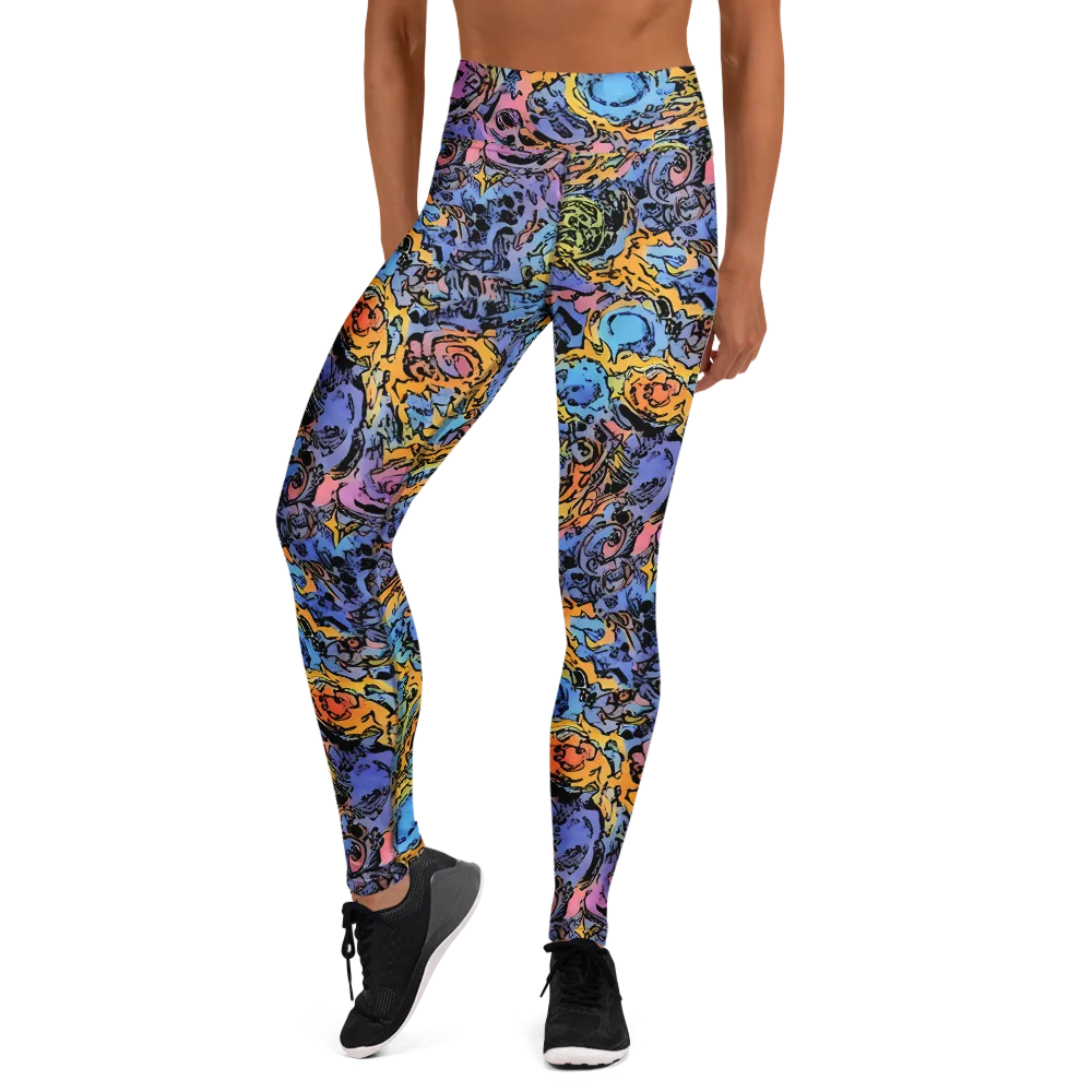 Pop Flora on Yoga Leggings — Front
