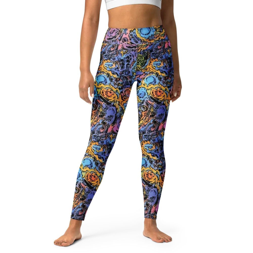 Pop Flora on Yoga Leggings — Front