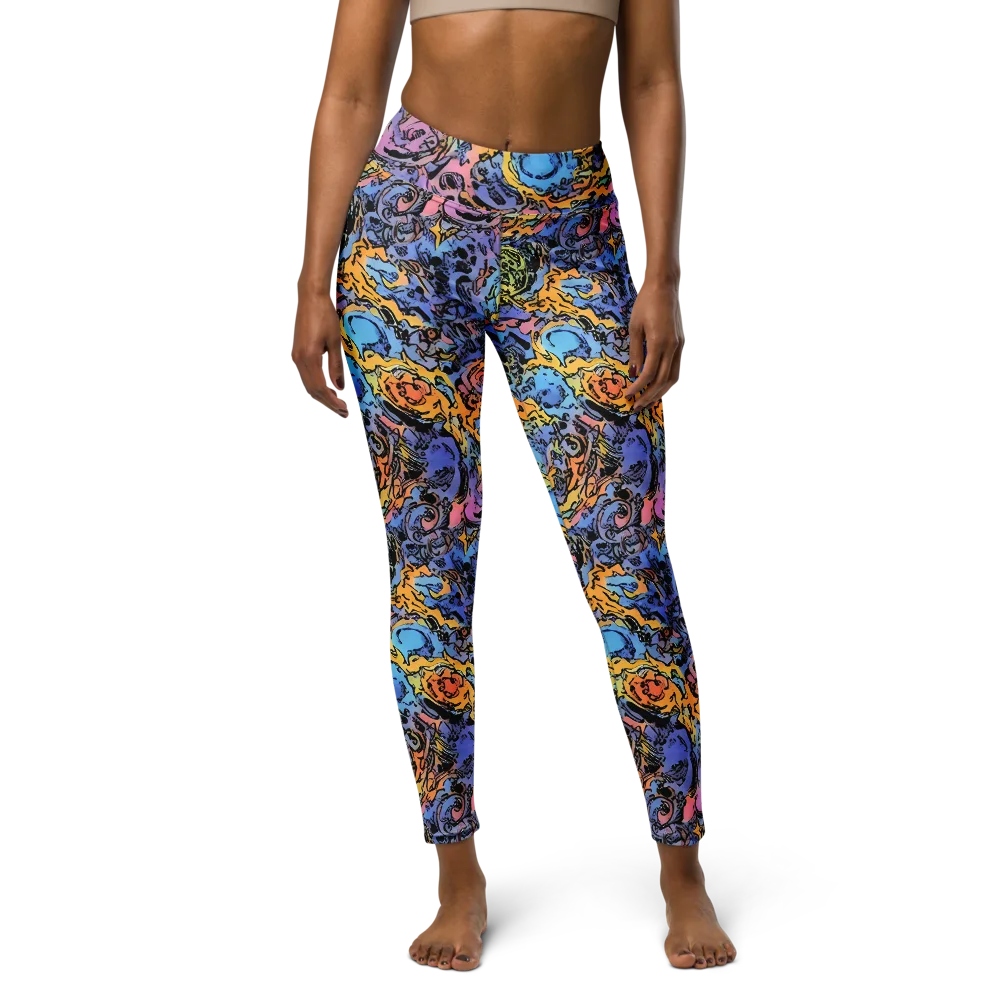 Pop Flora on Yoga Leggings — Front