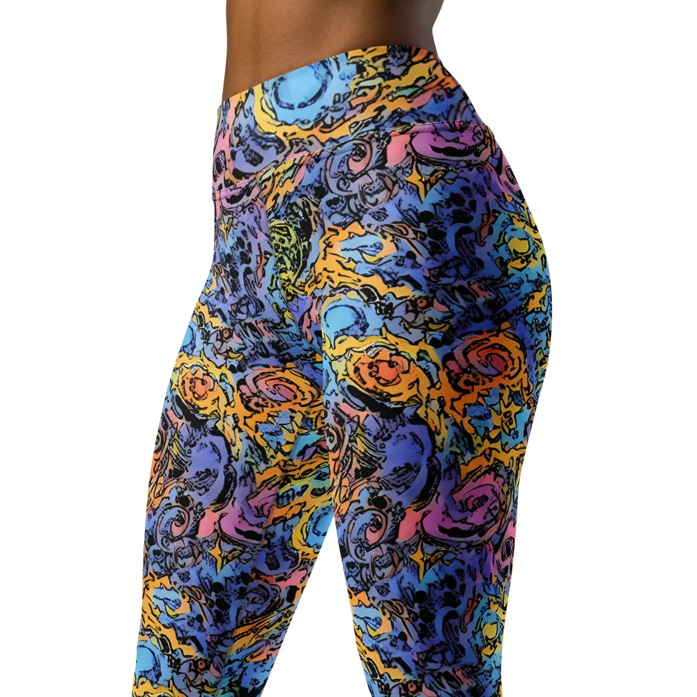 Pop Flora on Yoga Leggings — Left Front