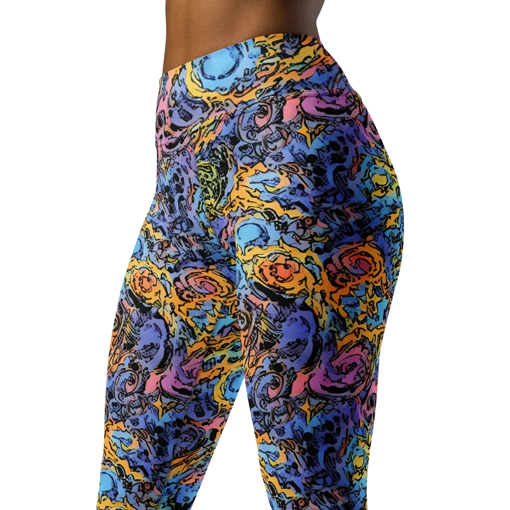 Pop Flora on Yoga Leggings — Left Front