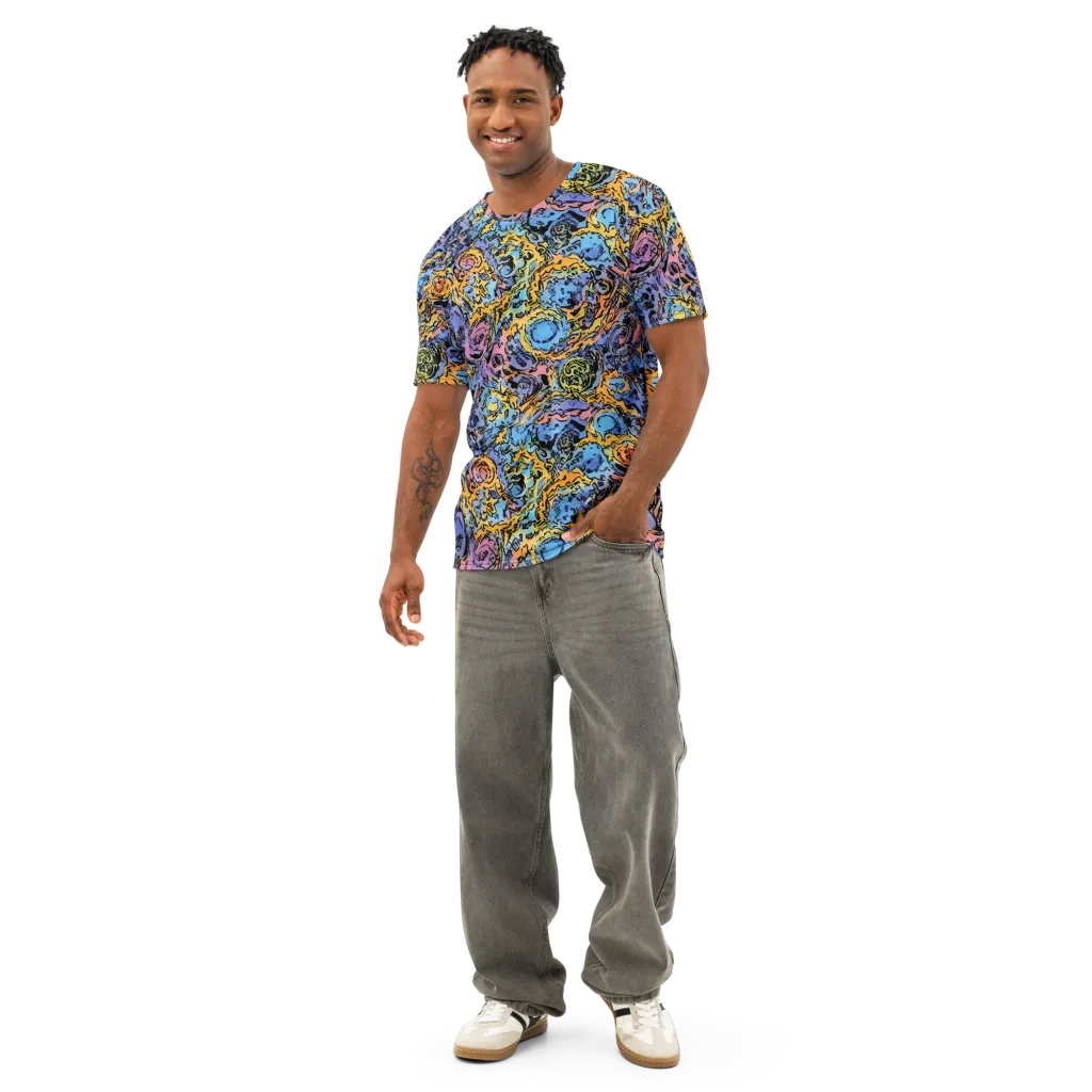 Pop Flora on Men's Cotton Crew Neck T-Shirt — Front