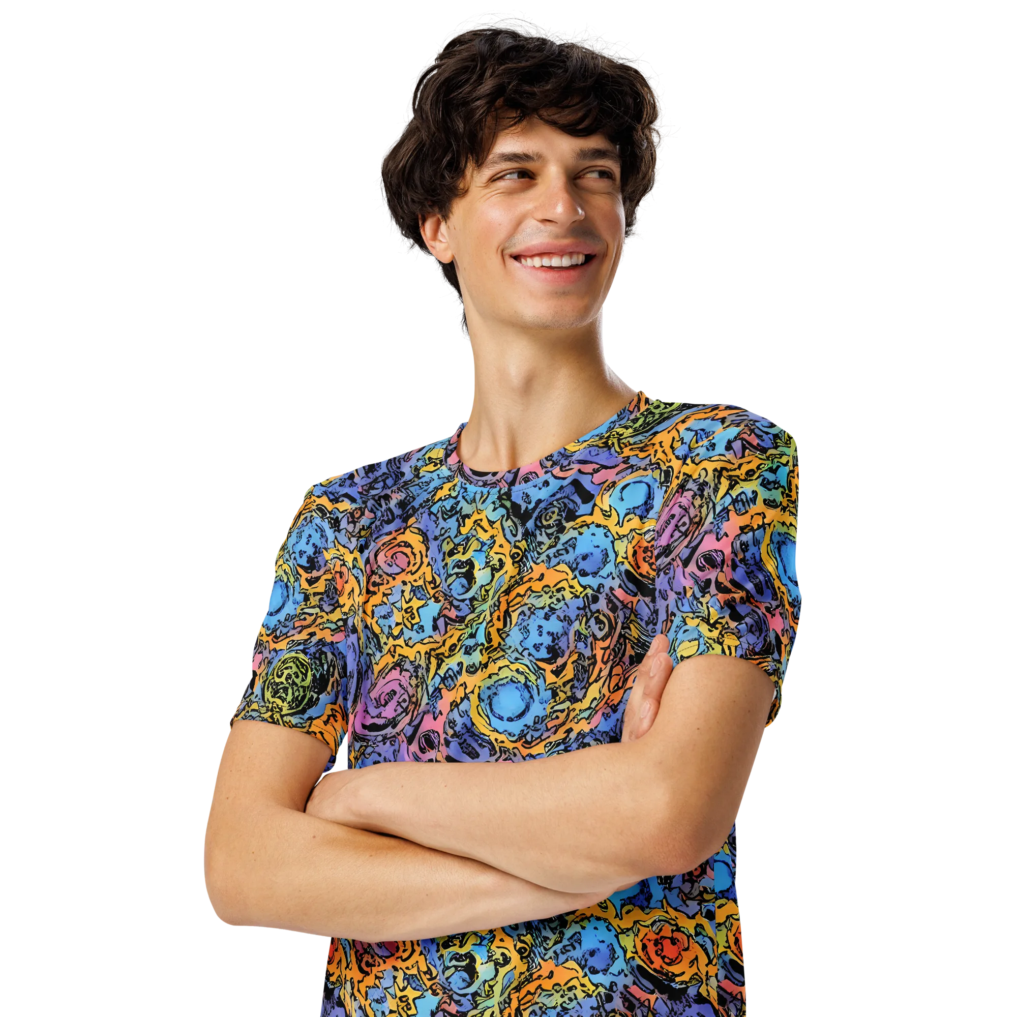 Pop Flora on Men's Crew Neck T-Shirt — Left Front